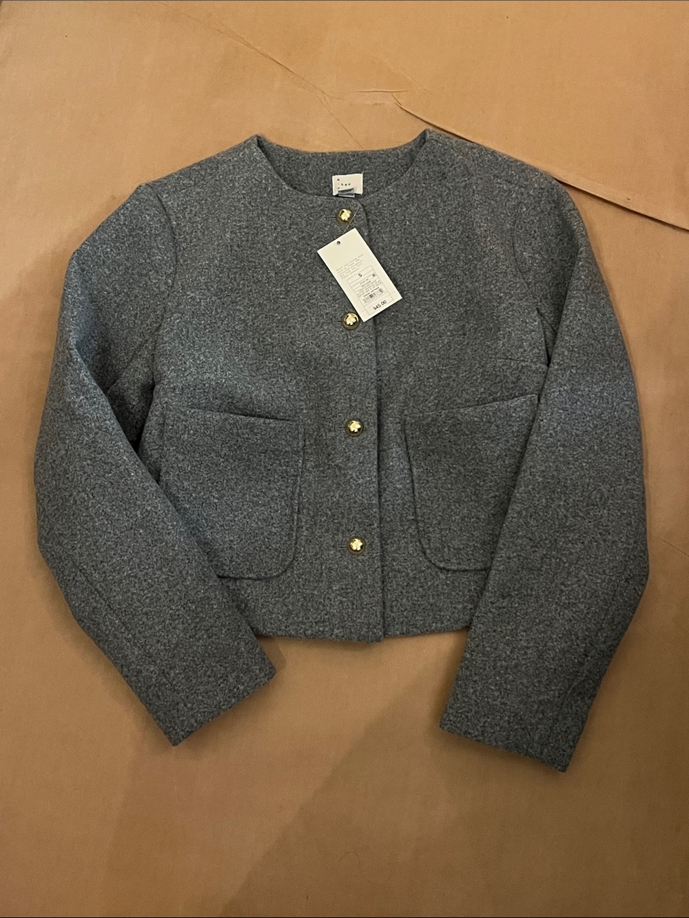 a new day Gray Cropped Button Jacket